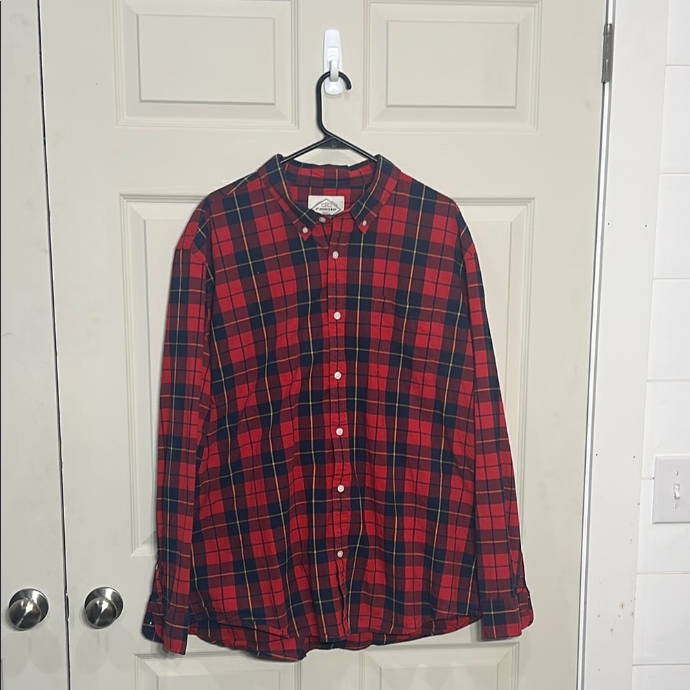 Saint John's Bay Active Red and Black Casual Button Down Shirt
